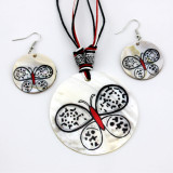 Shell Round Colored Butterfly Pattern Necklace Set