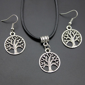 AlloyTree of Life Necklace Earrings Two Piece Set