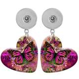 10 styles love resin Pretty Butterfly pattern  Painted Heart earrings fit 20MM Snaps button jewelry wholesale