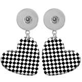 10 styles love resin Black and white pattern Painted Heart earrings fit 20MM Snaps button jewelry wholesale