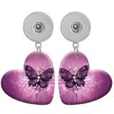 10 styles love resin Pretty Butterfly pattern  Painted Heart earrings fit 20MM Snaps button jewelry wholesale