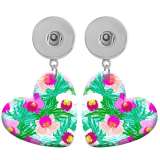 10 styles love resin Flower pattern  Painted Heart earrings fit 20MM Snaps button jewelry wholesale