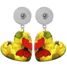 10 styles love resin Butterfly Flower pattern  Painted Heart earrings fit 20MM Snaps button jewelry wholesale