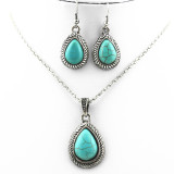 Droplet Shaped Turquoise Necklace Earring Set