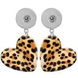 10 styles love resin Tiger Cow Leopard Print pattern  Painted Heart earrings fit 20MM Snaps button jewelry wholesale
