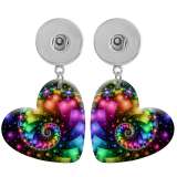 10 styles love resin Colorful  pattern  Painted Heart earrings fit 20MM Snaps button jewelry wholesale