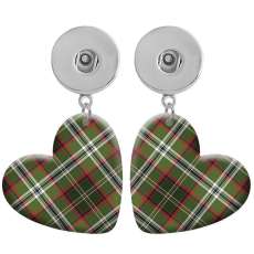 10 styles love resin Cloth plaid pattern  Painted Heart earrings fit 20MM Snaps button jewelry wholesale