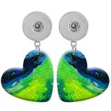 10 styles love resin Blue devise pattern  Painted Heart earrings fit 20MM Snaps button jewelry wholesale