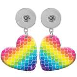 10 styles love resin Colored fish scales  pattern Painted Heart earrings fit 20MM Snaps button jewelry wholesale