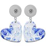 10 styles love resin Blue devise pattern  Painted Heart earrings fit 20MM Snaps button jewelry wholesale