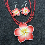 Soft Clay Eggflower Necklace Earrings Two Piece Set
