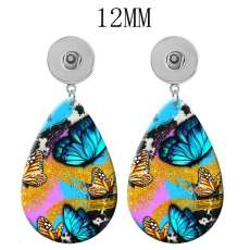 10 styles Butterfly sunflower Flower  Acrylic Painted Water Drop earrings fit 12MM Snaps button jewelry wholesale