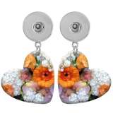 10 styles love resin Pretty  Flower pattern  Painted Heart earrings fit 20MM Snaps button jewelry wholesale