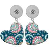 10 styles love resin Bohemia pattern  Painted Heart earrings fit 20MM Snaps button jewelry wholesale