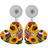 10 styles love resin Flower sunflower  pattern  Painted Heart earrings fit 20MM Snaps button jewelry wholesale