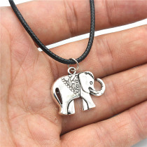 Alloy Elephant Necklace Earrings Two Piece Set