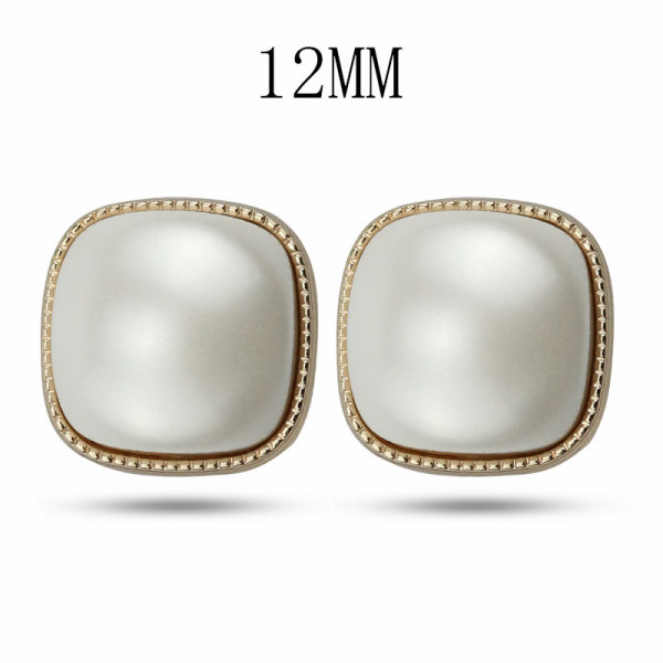 12MM Metal square pearl snap button charms