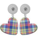 10 styles love resin Cloth plaid pattern  Painted Heart earrings fit 20MM Snaps button jewelry wholesale