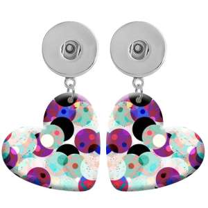10 styles love resin Flower pattern  Painted Heart earrings fit 20MM Snaps button jewelry wholesale