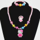 Children's Resin Necklace Bracelet Four Piece Set Ring Earrings Girls' Plastic Flower Set