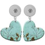 10 styles love resin branch  pattern  Painted Heart earrings fit 20MM Snaps button jewelry wholesale