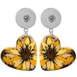 10 styles love resin Pretty Flower pattern  Painted Heart earrings fit 20MM Snaps button jewelry wholesale