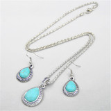 Droplet Shaped Turquoise Necklace Earring Set