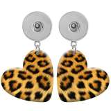 10 styles love resin Tiger Cow Leopard Print pattern  Painted Heart earrings fit 20MM Snaps button jewelry wholesale