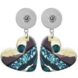 10 styles love resin pattern  Painted Heart earrings fit 20MM Snaps button jewelry wholesale