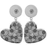 10 styles love resin Black and white  pattern  Painted Heart earrings fit 20MM Snaps button jewelry wholesale