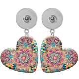 10 styles love resin Bohemia pattern  Painted Heart earrings fit 20MM Snaps button jewelry wholesale