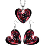 10 styles love resin Stainless Steel skull girl pattern Heart Painted  Earrings 60CMM Necklace Pendant Set