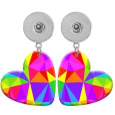 10 styles love resin Colorful pattern  Painted Heart earrings fit 20MM Snaps button jewelry wholesale