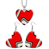 10 styles love resin Stainless Steel snowflake pattern Heart Painted  Earrings 60CMM Necklace Pendant Set