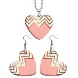 10 styles love resin  Stainless Steel Pink pattern Heart Painted  Earrings 60CMM Necklace Pendant Set
