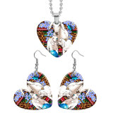 10 styles love resin Stainless Steel Cactus Tiger Cactus Heart Painted  Earrings 60CMM Necklace Pendant Set