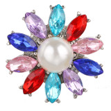 20MM design snap Silver Plated With rhinestones and pearl charms snaps jewerly