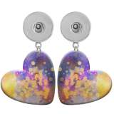 10 styles love resin Colorful pattern  Painted Heart earrings fit 20MM Snaps button jewelry wholesale