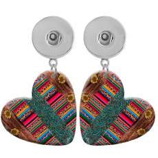 10 styles love resin Leopard print  pattern  Painted Heart earrings fit 20MM Snaps button jewelry wholesale