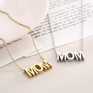 Stainless Steel MOM Letter Pendant Necklace Mother's Day Gift