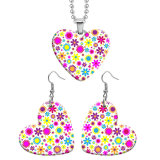 10 styles love resin Stainless Steel Flower pattern Heart Painted  Earrings 60CMM Necklace Pendant Set