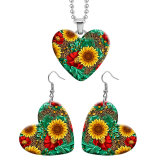10 styles love resin Stainless Steel sunflower Butterfly Heart Painted  Earrings 60CMM Necklace Pendant Set