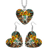 10 styles love resin Stainless Steel cactus Cross pattern Heart Painted  Earrings 60CMM Necklace Pendant Set