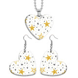 10 styles love resin Stainless Steel Heart Pretty pattern Painted  Earrings 60CMM Necklace Pendant Set