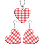 10 styles love resin Stainless Steel USA Flag Wave dot pattern Heart Painted  Earrings 60CMM Necklace Pendant Set