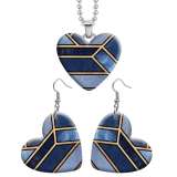 10 styles love resin Stainless Steel Geometric pattern Heart Painted  Earrings 60CMM Necklace Pendant Set
