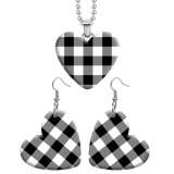 10 styles love resin Stainless Steel Checkered pattern Heart Painted  Earrings 60CMM Necklace Pendant Set