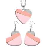 10 styles love resin  Stainless Steel Pink pattern Heart Painted  Earrings 60CMM Necklace Pendant Set