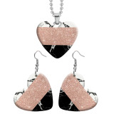 10 styles love resin Stainless Steel Pink Geometric pattern Heart Painted  Earrings 60CMM Necklace Pendant Set