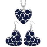 10 styles love resin Stainless Steel pattern Heart Painted  Earrings 60CMM Necklace Pendant Set